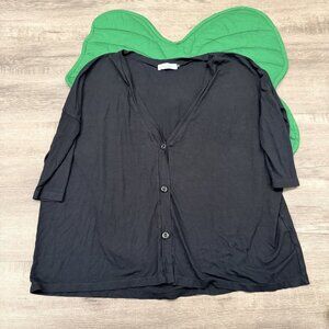 Ava Sky Hawaii Womens Medium Black 3/4 Sleeve Jersey Cardigan